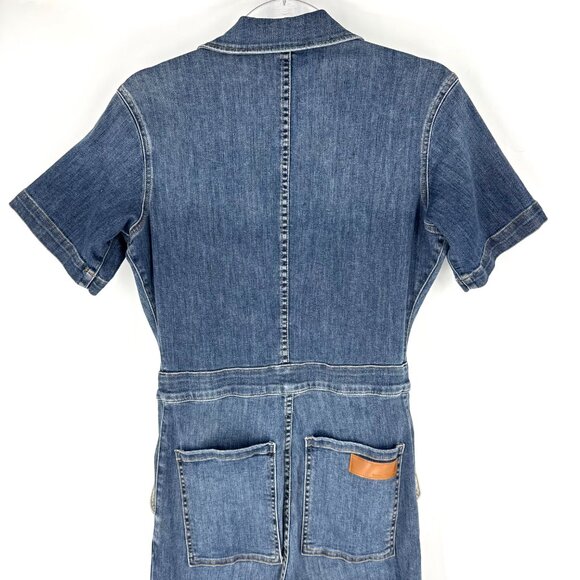Rivet Utility Rebel Short Sleeve Denim Jumpsuit Stone Wash Blue Size Small - Picture 6 of 13